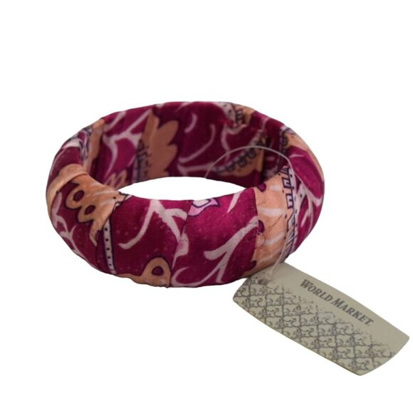World Market Fabric Bangle Bracelet Chunky Bohemiam Boho Pinks New - Picture 5 of 6